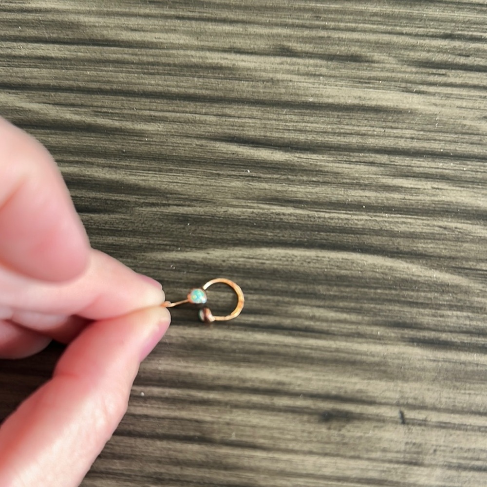 Elegant Gold Hoop Earring with Blue Accent